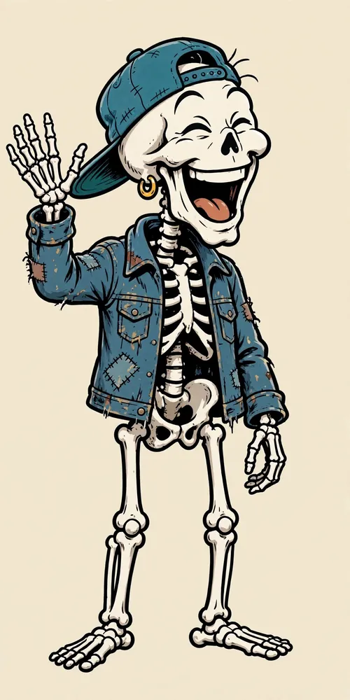 Cap Bones — the official Bones character, waving
